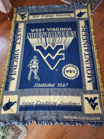 West Virginia Moutaineers 48 x 70 Inches Jacquard Cotton Woven Football Blanket Cover