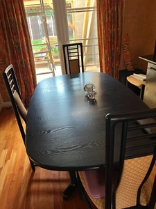 Black Ash dining table, 6 chairs & dish cabinet - Picture 1 of 3