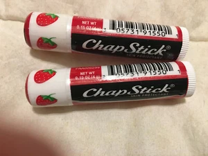 Lot of Two (2) ChapStick Classic Strawberry Flavor Lip Balm 0.15 Oz. NEW SEALED - Picture 1 of 1