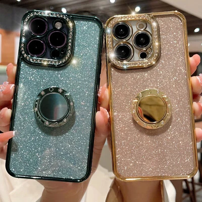 Funda Diamante Brillo con Soporte para Anillo para iPhone 17 16 15 14 13 12 11 Pro Max Foto 1 de 4