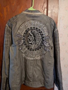 AFFLICTION Faux Leather Mid length WOMEN'S  SAGE GREEN Biker JACKET XL - Picture 1 of 4