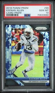 2018 Panini Prizm Keenan Allen Blue Camo Los Angeles Chargers 16/25 #99 PSA 10