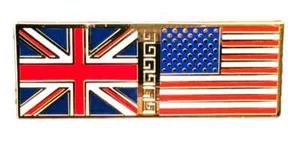 *NEW DESIGN* GB Union Jack UK & USA Friendship Flags Enamel Lapel Pin Badge - Picture 1 of 5