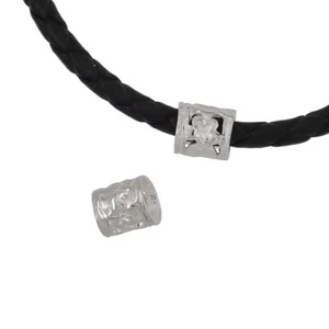 2 Sterlingsilber Blume Röhre Europäisch Charm Leder Kordel Zwischenring Perlen #51097 - Bild 1 von 1