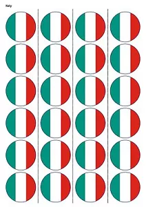 24X PRECUT ITALY FLAG FOOTBALL EDIBLE WAFER PAPER, CUPCAKE, CAKE TOPPERS 1202 - Picture 1 of 1