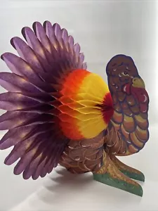 Vintage Thanksgiving Turkey Honeycomb Tissue Paper Pop-Up Decoration - Picture 1 of 10