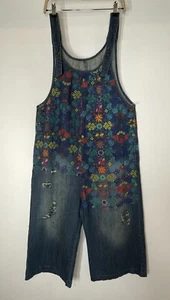 YESNO Latzhose Denim Boho Hippie Blumen Gr. XL 100% Baumwolle - Bild 1 von 9