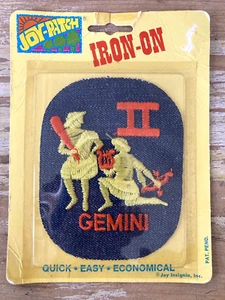 Vintage NOS Joy Patch iron on denim embroidered Gemini patch NIP 1970's - Picture 1 of 3