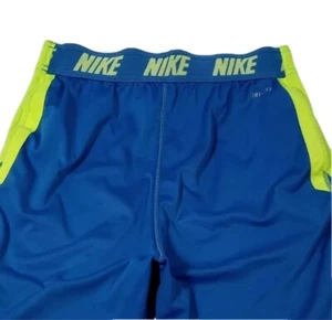 Nike Dri-Fit Football Shorts Youth Large Logo Waistband Drawstring Blue/Yellow - Picture 1 of 10