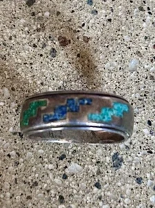 Turquoise & Tanzanite Sterling Ring Size 11 (10g) Designer Carolyn Pollack - Picture 1 of 4