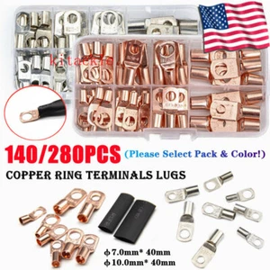 280Pcs SC Copper Lug Ring Terminals Car Battery Cable Wire Crimp Connectors Kit - Picture 1 of 21