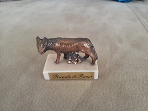Estatuas de recuerdo vintage Recuerdo de Roma bronce lobo Rómulo Remo Italia trinquete - Imagen 1 de 12