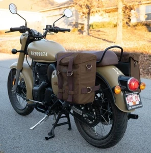 Black Color Military Pannier Bag Fits Royal Enfield New Classic/ New Bullet 350 - Bild 1 von 6