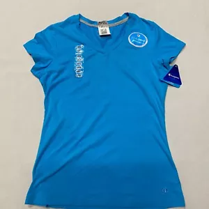 Champion Pro T-Shirt Women's Large Blue Quick Dry Cap Sleeve Pullover V-Neck NEW - Picture 1 of 12