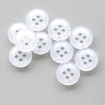 WHITE PEARLESCENT 4 HOLE SHIRT BUTTONS 11.5mm - Image 1 of 2