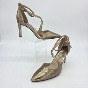 27 Edit Naturalizer Abilyn Shoe Women 6.5 Metallic Gold Heels Strappy Dress Pump - Picture 1 of 13