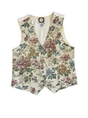 Chaleco tapiz vintage Erika crema floral cottagecore talla pequeña Foto 1 de 4