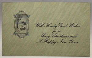 Postal verde vintage de 1924 con buenos deseos - Imagen 1 de 2