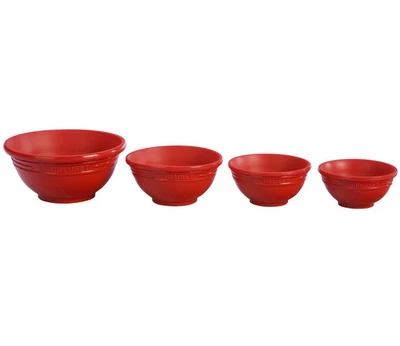 LE CREUSET Tazas Medidoras Silicona Rojo Juego De Cuatro Tazones 1/4 Taza-1 Taza Foto 1 de 2
