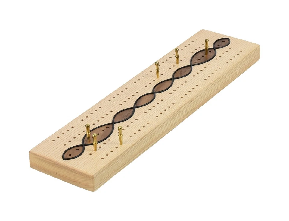 Large Traditional English Cribbage Board - Ash with loop decoration (UK) - Image 1 of 1