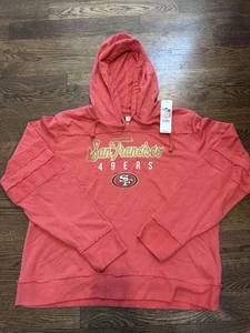 Sudadera con capucha para mujer San Francisco 49ers 2XL - rojo brezo dorado escritura NFL NUEVA CON ETIQUETAS - Imagen 1 de 8