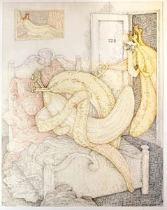 Larry Blizard Bananas 1976 Signed Dated Unique Ink On Paper - Picture 1 of 8