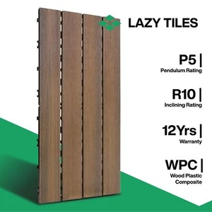 x5 WPC Wood Decking Tile - Interlocking Flooring Deck Tile - Indoor & Outdoor - Foto 1 di 11