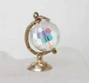 9ct Gold And Crystal Globe Shaped Vintage Charm 23042 - Picture 1 of 3