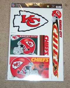 KANSAS CITY CHIEFS NFL FOOTBALL SPORTS MULTI-USE DECALS PACK OF 5 - Picture 1 of 2