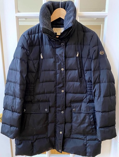 Michael Kors Puffer Jacket poliestere manica lunga full zip blu navy donna L