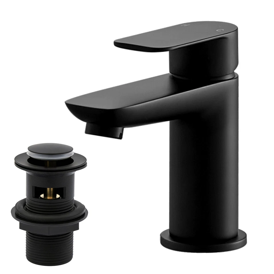 Matte Black Bathroom Basin Mixer Tap Mono Sink Mixer Taps Single Lever & Waste