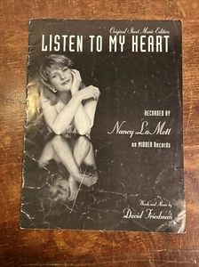 Partituras de colección 1990 Listen To My Heart Nancy Lamott David Friedman - Imagen 1 de 7