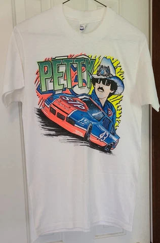 Vintage Late 80s early 90s NASCAR Richard Petty Colorful Big Face T Shirt Medium Cover