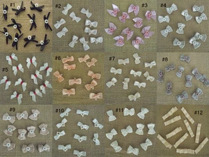 Lote de 10 Piezas 12 Patrones Cinta Satina Arco Aplique con Cuentas de Perlas Artesanía Hágalo usted mismo - Imagen 1 de 12