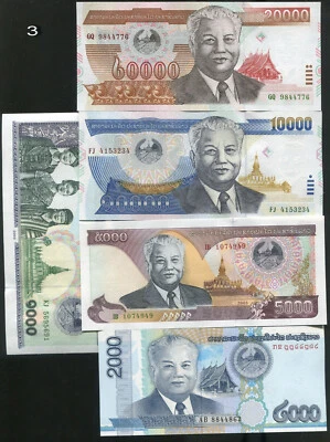 Laos  banknotes set 5pcs 2003-2011 1000-20000 Kip   UNC - Image 1 of 2