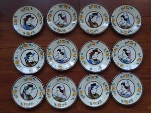 DE COLECCIÓN DOCE INCREÍBLES PLATOS DE PAN PEQUEÑOS DE CERÁMICA HB QUIMPER FRANCIA - Imagen 1 de 13