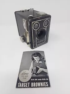 Cámara de colección Kodak Brownie Target Six-20 Art Deco Box, negra - con folleto - Imagen 1 de 9