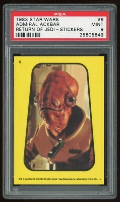 1983 Topps Star Wars Return of the Jedi Sticker #06 Admiral Ackbar yellow PSA 9 - Image 1 of 2
