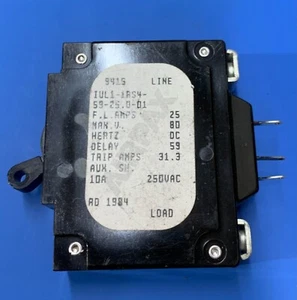 AIRPAX IUL1-1RS4-59-25.0-01, 25AMP CIRCUIT BREAKER - Picture 1 of 1