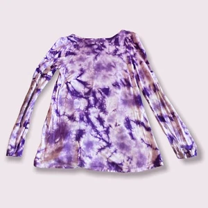 Girl’s Purple Tie Dye Long Sleeve Tee Top  Size 7 - Picture 1 of 6