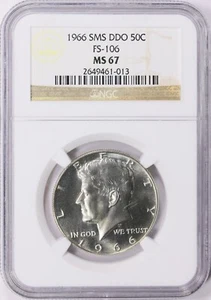1966 50C Kennedy Half SilverDollar NGC MS67 FS-106 DDO Doubled Die Obverse SMS - Picture 1 of 2