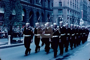 US Navy Sailors Sydney March Pacific Fleet Slide City Street Photo 35mm 1959 - Picture 1 of 1