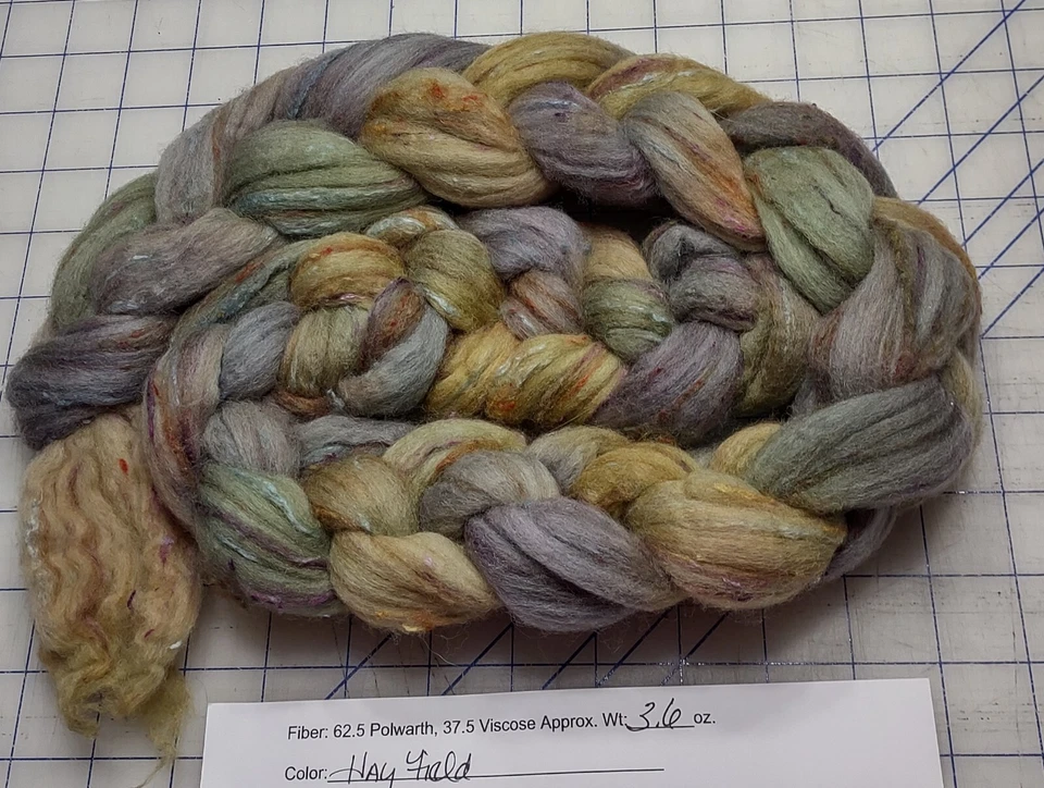 Polwarth Wool Viscose Blended Combed Top Roving Spinning Felting Tweed Hay Field - Image 1 of 1