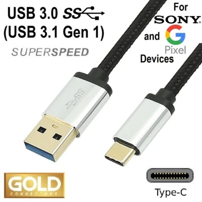 USB C CABLE 3.1 Gen 1 for GOOGLE PIXEL for SONY XPERIA CHARGER SYNC 3.0 CORD - Image 1 of 4