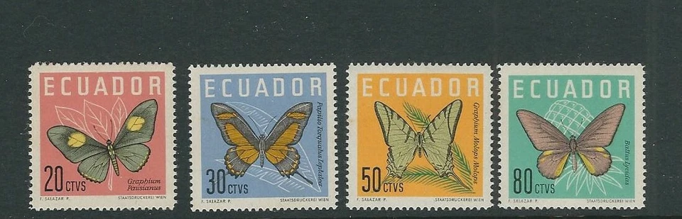 ECUADOR 1961 Juego de Mariposas (Sc 680-683) En estado bastante bueno MNH Foto 1 de 1