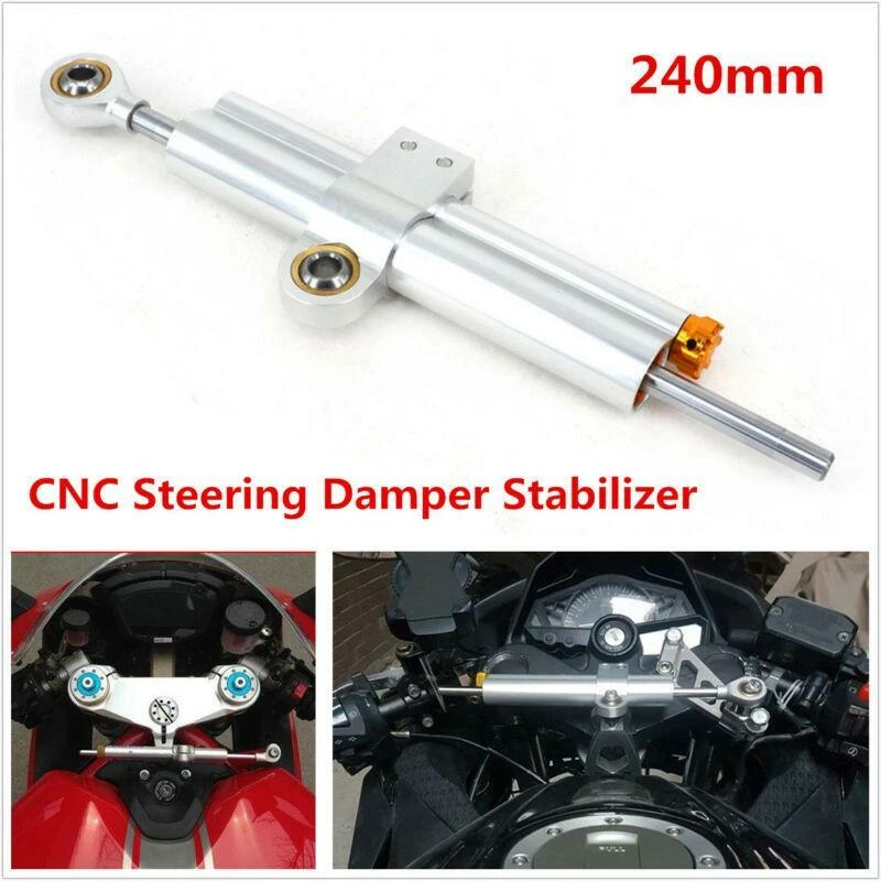 CNC Universal Adjust Steering Damper Stabilizer Linear For Motorcycle ATV 240mm  - Изображение 1 из 1
