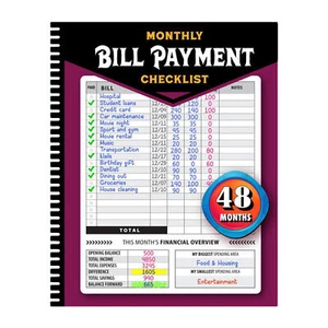 Bill Payment Checklist Monthly Financial Budgeting Management Book For Family - Picture 1 of 12
