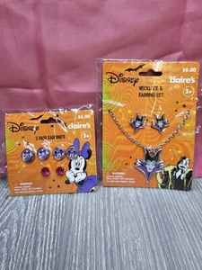 New Claire's Disney Villians Maleficent Halloween Necklace & Earrings Set Minnie - Picture 1 of 5