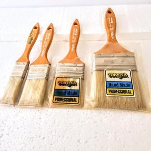 4 CORONA Professional Muralists Artist Long Bristle Brushes 3" & 2" NOS Handmade - Picture 1 of 7