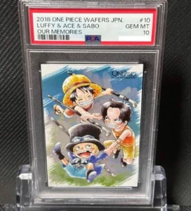 PSA 10 Monkey D. Luffy Ace Sabo One Piece Wafer Card Our Memories Japanese - Picture 1 of 2